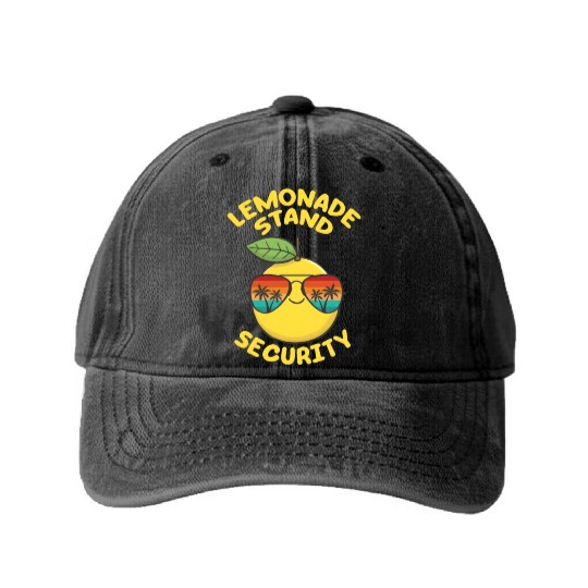 Lemonade Stand Security Cute Lemon Summer Washed Denim Baseball Caps