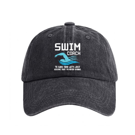Swim Teacher Swimming Coach Washed Denim Baseball Caps