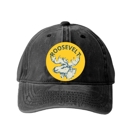 Teddy Roosevelt Bull Moose Py Washed Denim Baseball Caps