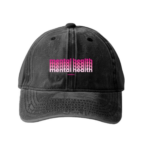 Mental Health Matters Poppins Barbiecore Pink Washed Denim Baseball Caps
