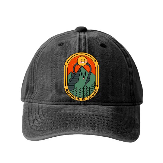 Mountain Is Calling Washed Denim Baseball Caps