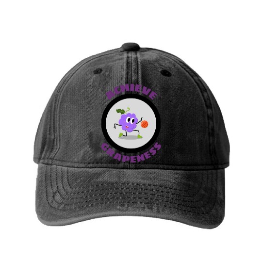 Achieve Grapeness Grape Pun Washed Denim Baseball Caps