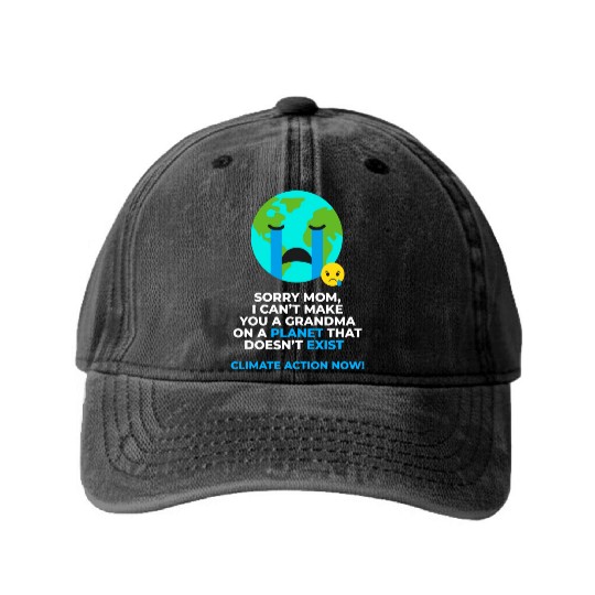 Save Earth Climate Action Now Washed Denim Baseball Caps
