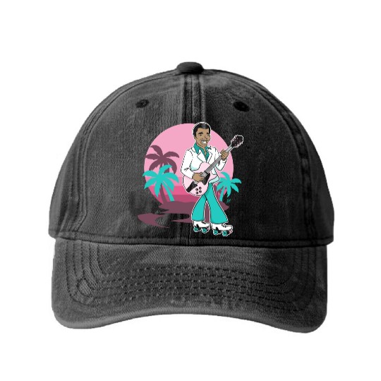 Breezin' on Wheels Retro Cartoon - Malibu Style Washed Denim Baseball Caps