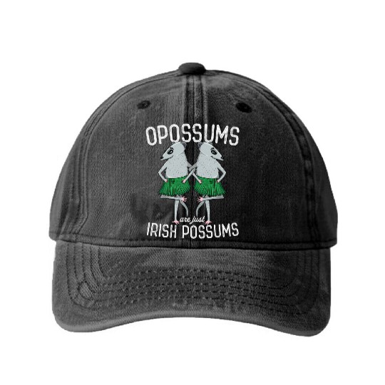 Possum Opossums Are Just Irish Possums St Paddys Washed Denim Baseball Caps