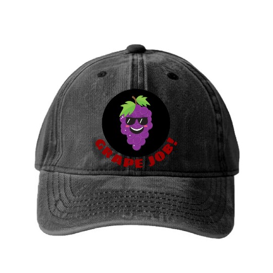 Grape Job Grape Pun Washed Denim Baseball Caps