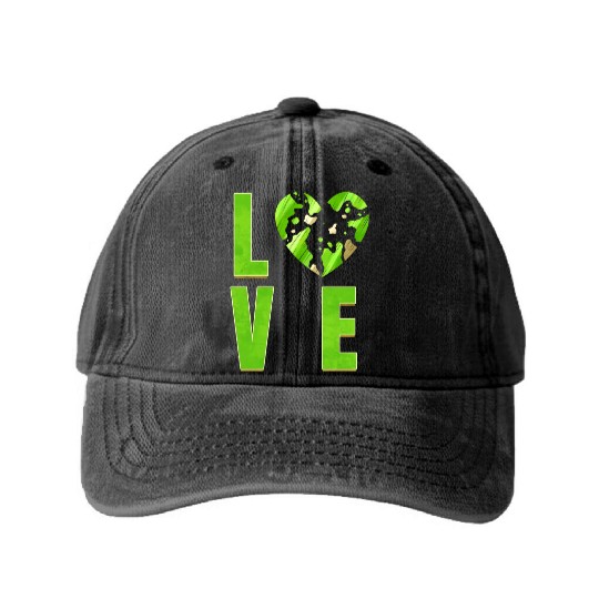 I Love My Planet I Love The Earth Day Washed Denim Baseball Caps