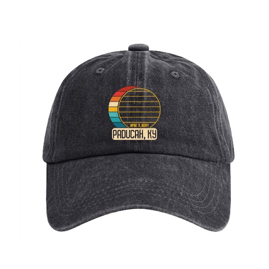 Total Solar Eclipse Kentucky Paducah April 28 2024 Washed Denim Baseball Caps