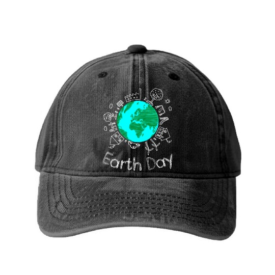 Save The Earth Cute Funny Washed Denim Baseball Caps