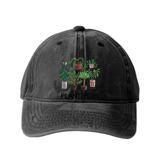 Plant Mom Potted Plant Lover Washed Denim Baseball Caps