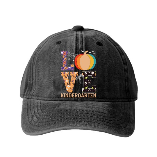 Love Pumpkin Candy Corn Halloween Love Costume Men Washed Denim Baseball Caps