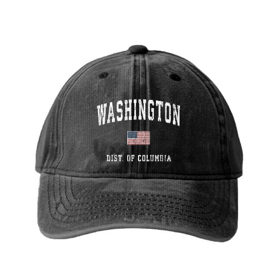 Washington Dc American Flag Sports Washed Denim Baseball Caps