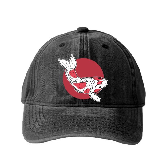 Japanese Koi Fish Koi Fish Keeper Washed Denim Baseball Caps