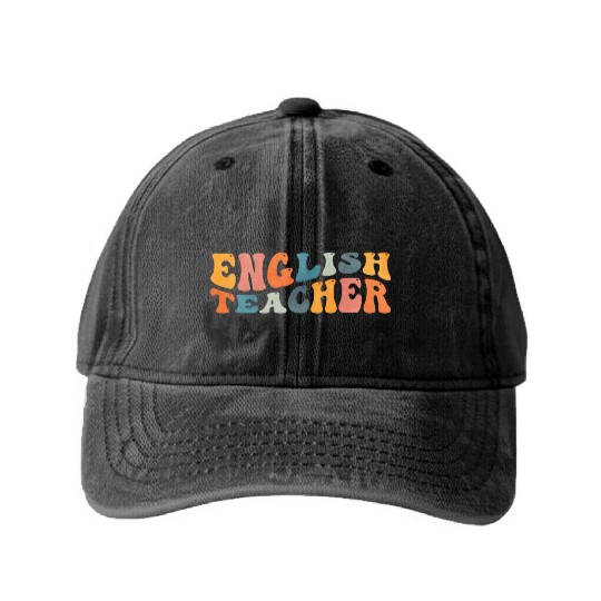 Groovy English Teacher Grammar Literature Teaching Washed Denim Baseball Caps