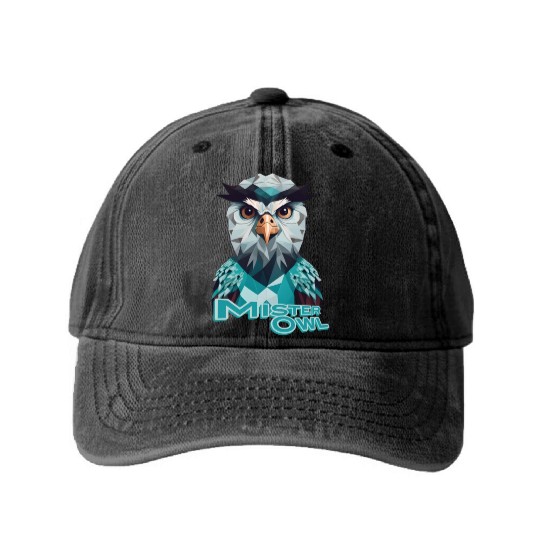 Mister owl origami Washed Denim Baseball Caps