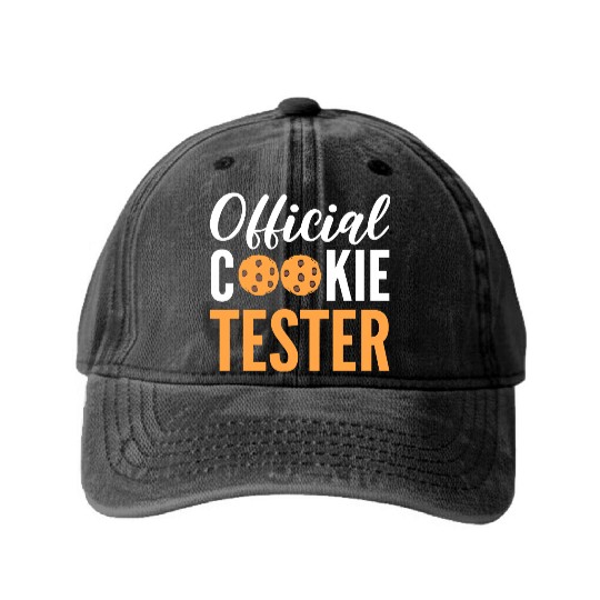 Official Cookie Tester Chef or Baker Gift Washed Denim Baseball Caps