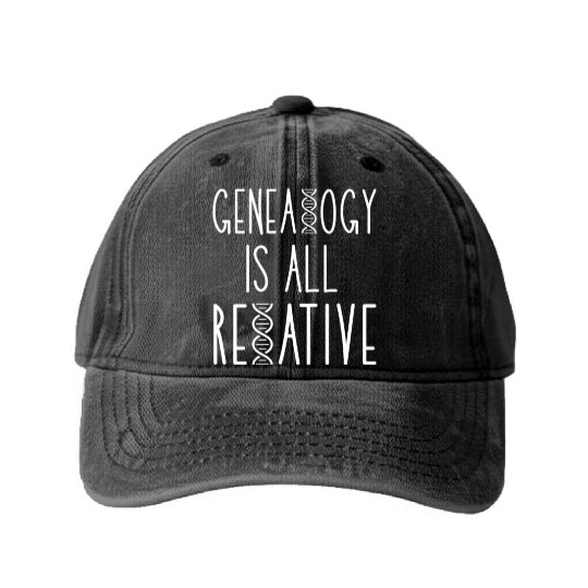 Genealogy Is All Relative Washed Denim Baseball Caps