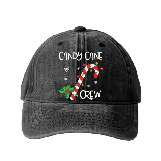 Candy Cane Crew Funny Christmas Lights Xmas Gift Washed Denim Baseball Caps