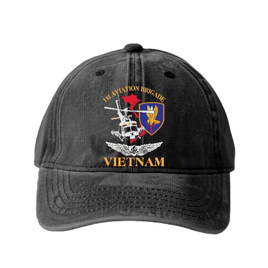 1st Aviation Brigade Vietnam Washed Denim Baseball Caps