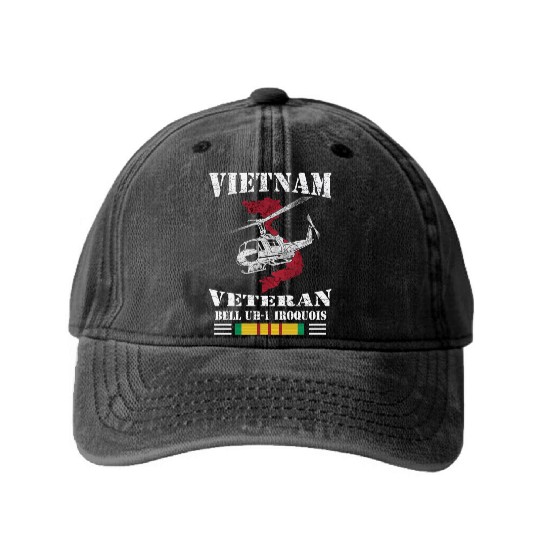 UH1 Vietnam Veteran Washed Denim Baseball Caps