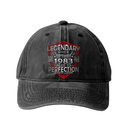 september 1983 Anniversary september 1983 septembe Washed Denim Baseball Caps