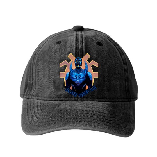 Blue Beetle Washed Denim Baseball Caps