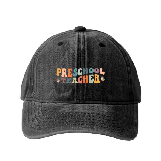 Groovy Preschool Teacher Kindergarten Teaching Washed Denim Baseball Caps
