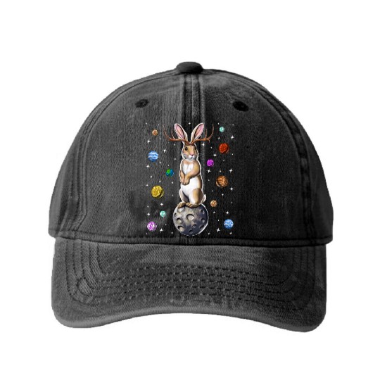 Jackalope Rabbit Washed Denim Baseball Caps