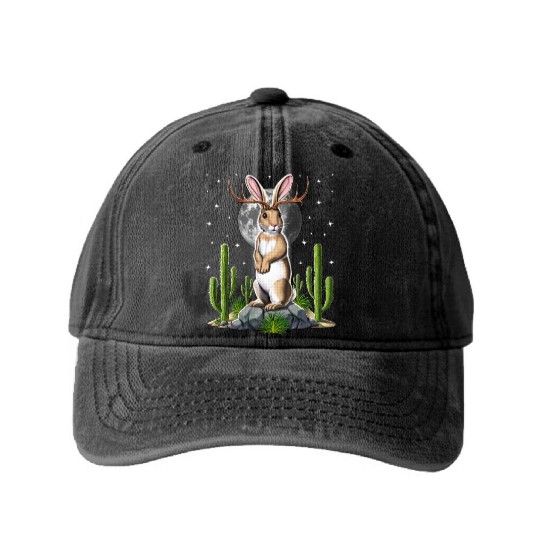 Jackalope Rabbit Washed Denim Baseball Caps
