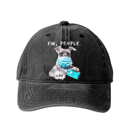 Miniature Schnauzer Ew People Dog Wearing A Face Washed Denim Baseball Caps