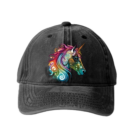 Celtic Unicorn Washed Denim Baseball Caps