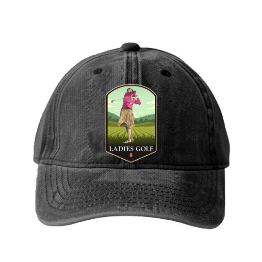 Ladies Golf Course Girl Golfer Vintage Play Women Washed Denim Baseball Caps