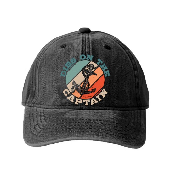 Dibs On The Captain Funny Captain Wife Captain Washed Denim Baseball Caps