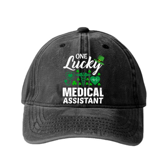 St Patrick'S Day Lucky Medical Assistant Washed Denim Baseball Caps