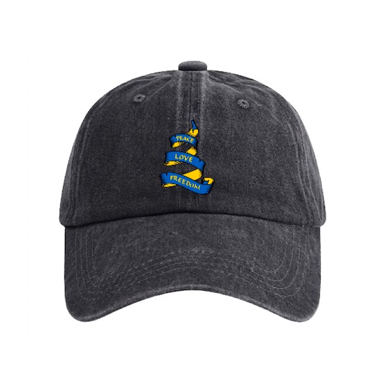 Curl banner with text Ukraine Washed Denim Baseball Caps