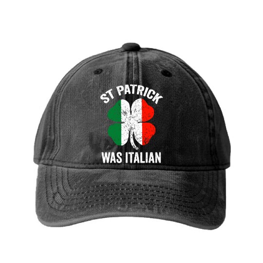 st patrick's day was italian Washed Denim Baseball Caps