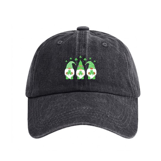 St. Patrick's Day Bearded Diversity Gnomes Washed Denim Baseball Caps