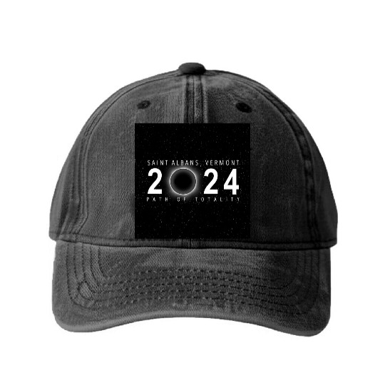Saint Albans Vermont 2024 Eclipse Souvenir Cool Washed Denim Baseball Caps