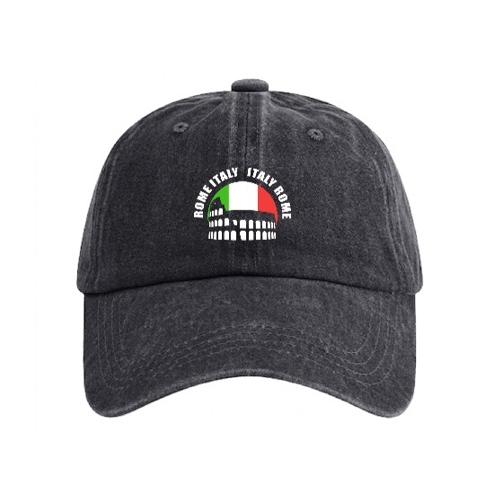 Rome Italy Tourist Guide Washed Denim Baseball Caps
