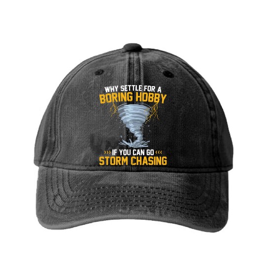 Storm Chaser gift idea | Tornado Meteorologists Washed Denim Baseball Caps