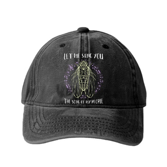 Let Me Sing You The Song Of My People Cicada Line Washed Denim Baseball Caps