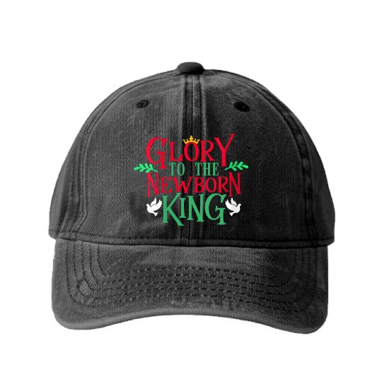 Christian Glory To Newborn King Love Jesus Washed Denim Baseball Caps