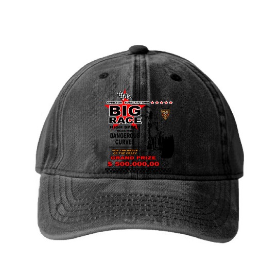 Hot Rods big race Washed Denim Baseball Caps
