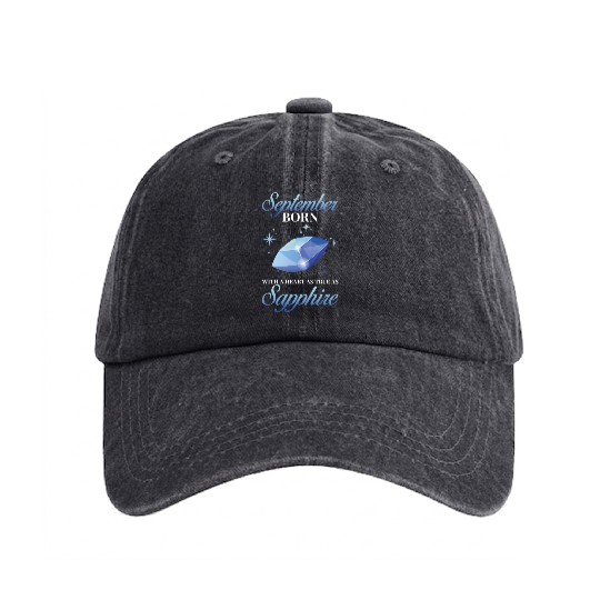 Birthstone September Sapphire Washed Denim Baseball Caps