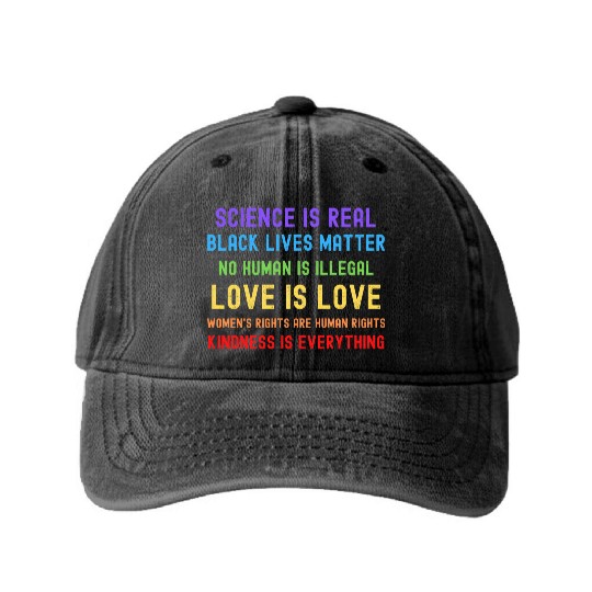 Science Is Real Black Lives Matter Washed Denim Baseball Caps