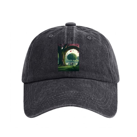 Valentine's day in a park with loved one Washed Denim Baseball Caps