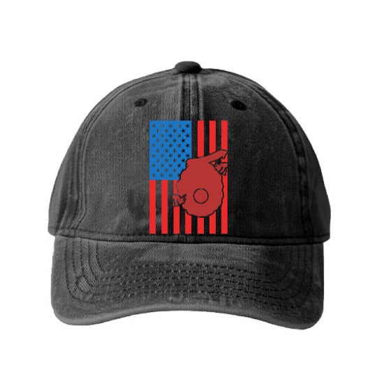 Beekeeping US Flag Washed Denim Baseball Caps