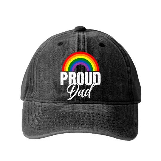Proud Dad Ally LGBT Lesbian Gay Pride Month LGBTQ Washed Denim Baseball Caps