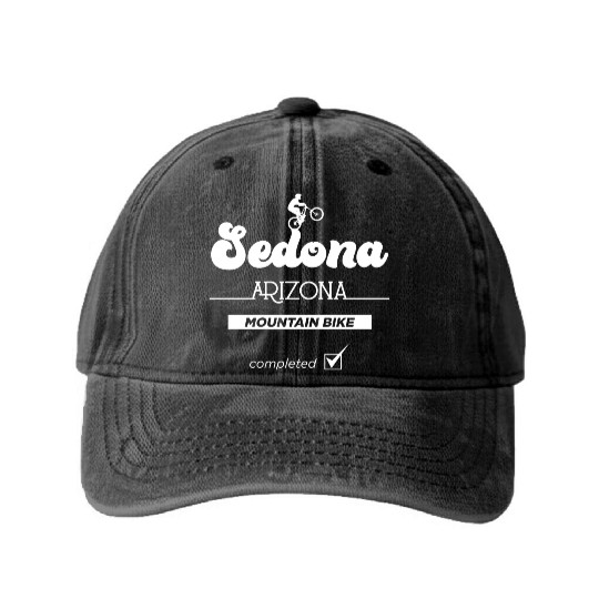 Sedona Arizonna Mountain Biking Washed Denim Baseball Caps