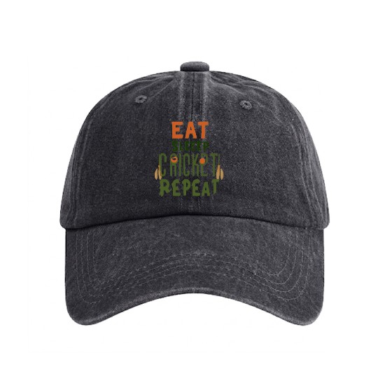 Eat Sleep Cricket Repeat: The Cricket Lover's Washed Denim Baseball Caps